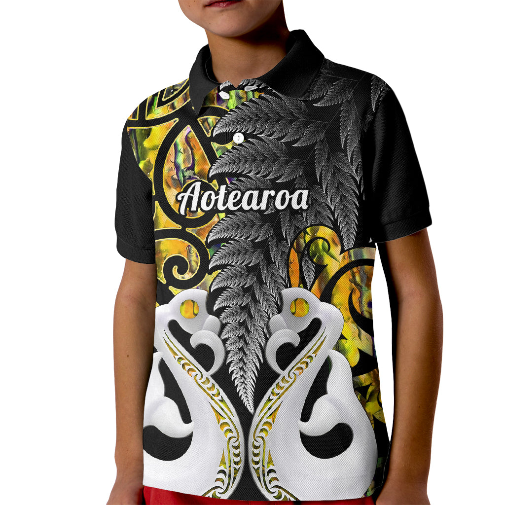 Personalised New Zealand Kid Polo Shirt Te Manaia Mangopare Maori And Fern Gold Style LT14 Kid Gold - Polynesian Pride