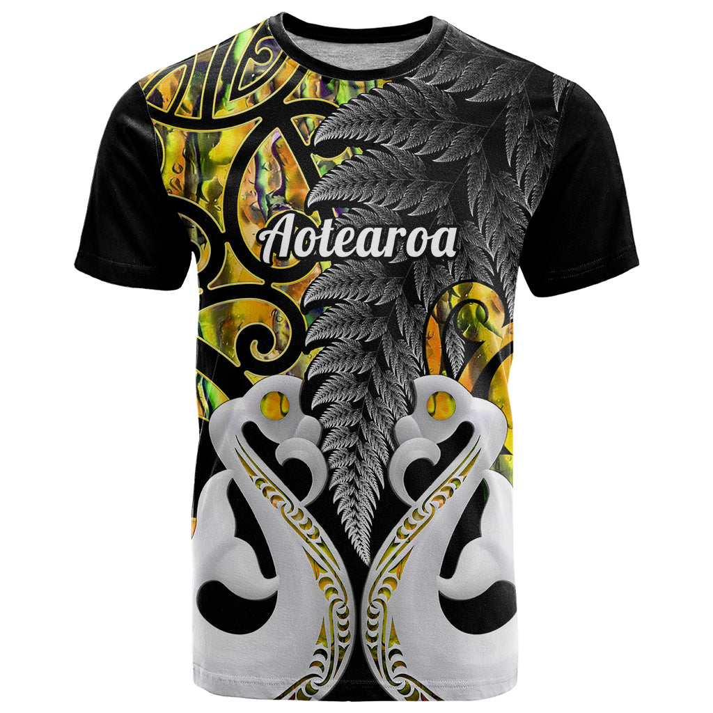 Custom New Zealand T Shirt Te Manaia Mangopare Maori And Fern Gold Style LT14 Gold - Polynesian Pride