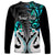 Personalised New Zealand Long Sleeve Shirt Te Manaia Mangopare Maori And Fern Turquoise Style LT14 - Polynesian Pride