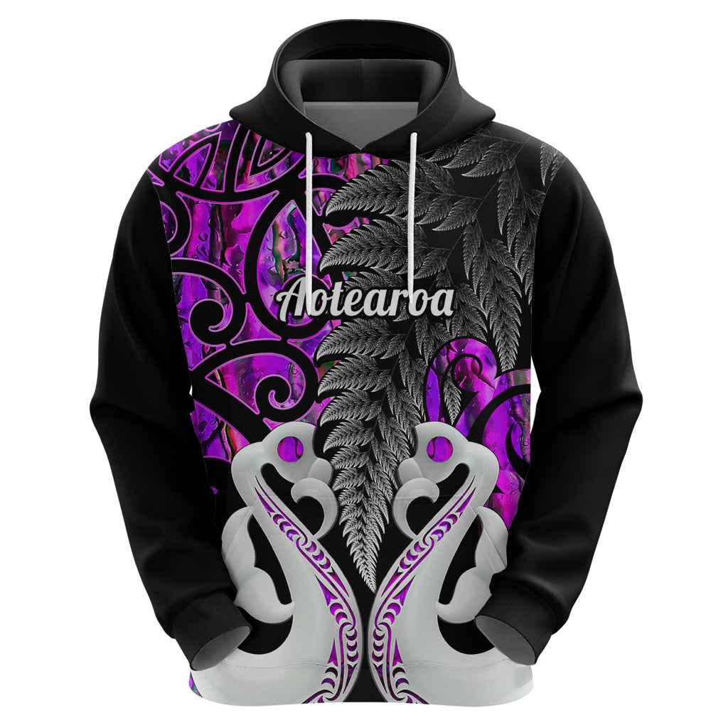 Custom New Zealand Hoodie Te Manaia Mangopare Maori and Fern Purple Style LT14 - Polynesian Pride