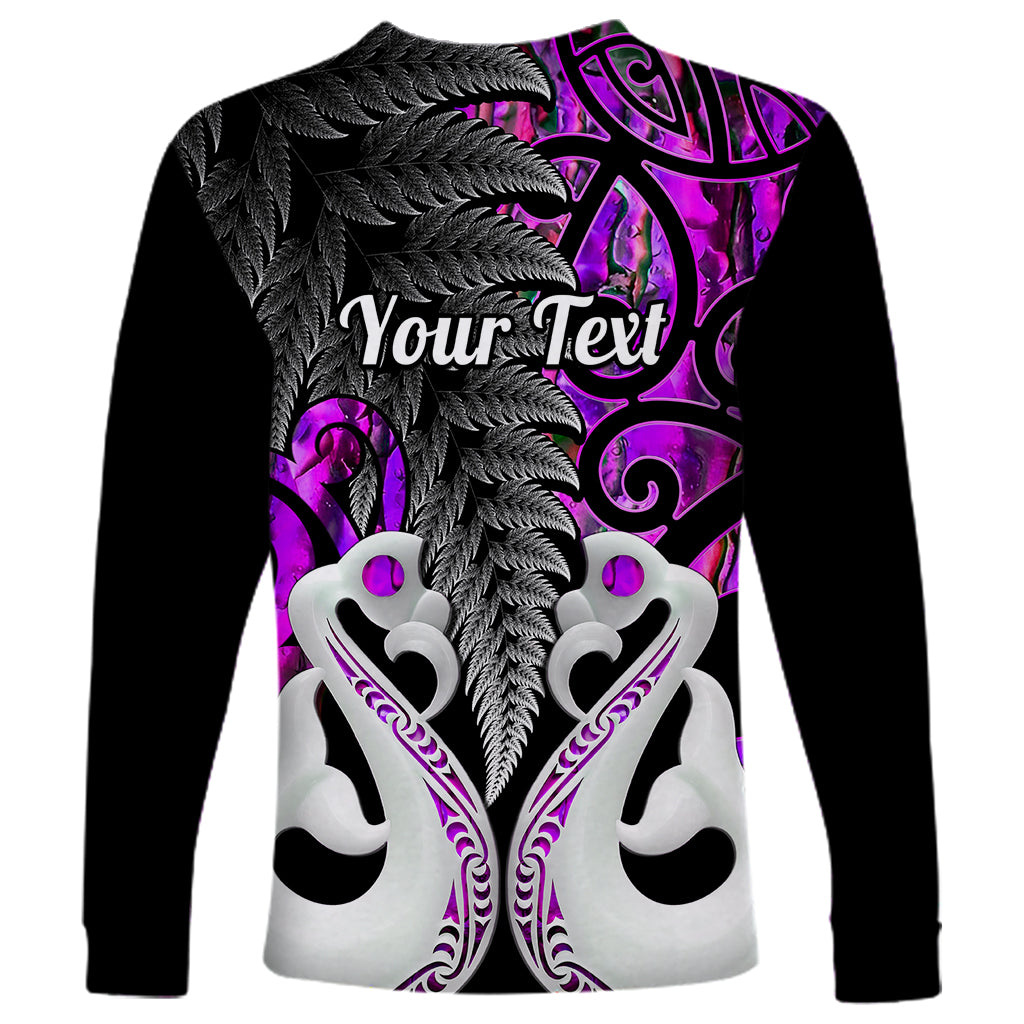Personalised New Zealand Long Sleeve Shirt Te Manaia Mangopare Maori And Fern Purple Style LT14 - Polynesian Pride