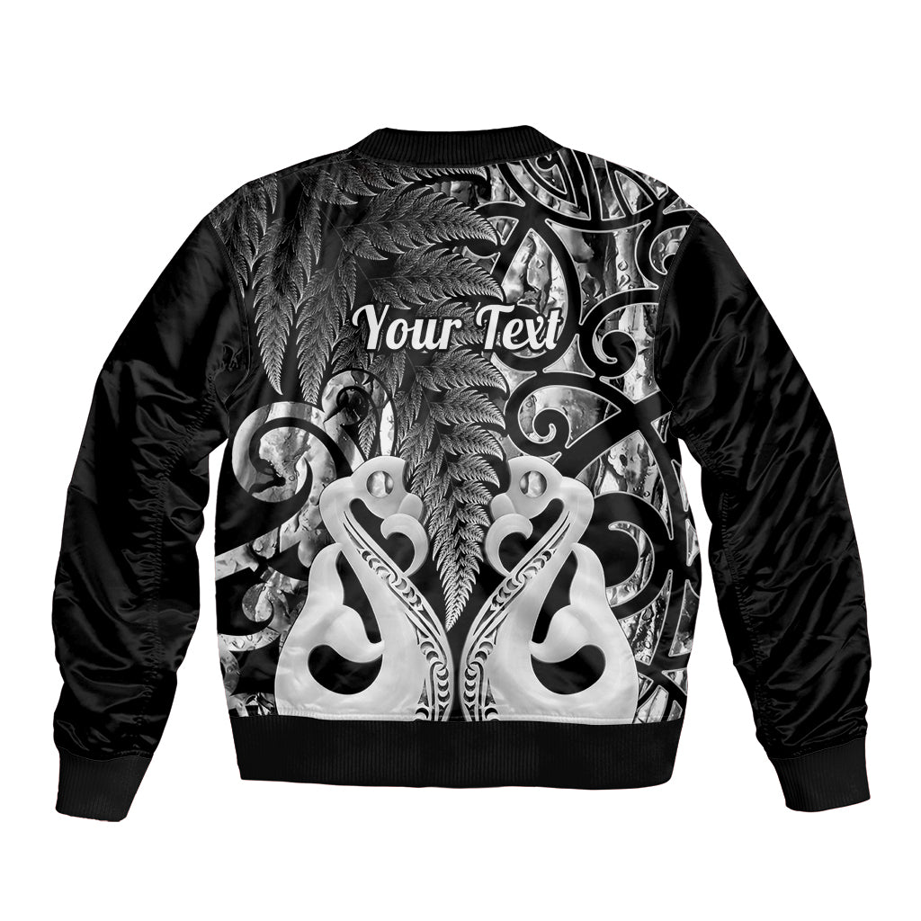 Personalised New Zealand Bomber Jacket Te Manaia Mangopare Maori And Fern Black Style LT14 - Polynesian Pride