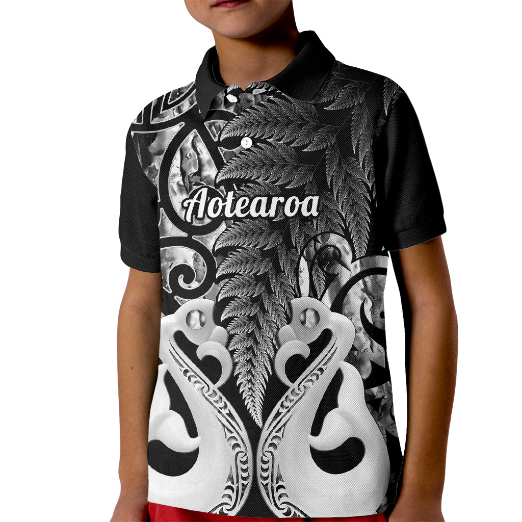 Personalised New Zealand Kid Polo Shirt Te Manaia Mangopare Maori And Fern Black Style LT14 Kid Black - Polynesian Pride