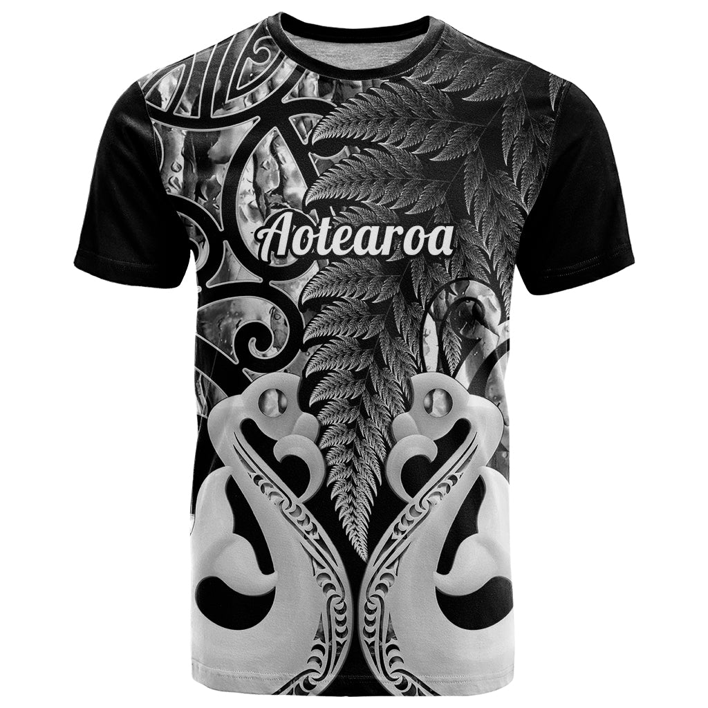 Custom New Zealand T Shirt Te Manaia Mangopare Maori And Fern Black Style LT14 Black - Polynesian Pride