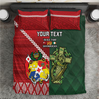 Custom Tonga And Ireland Rugby Bedding Set Ikale Tahi With Shamrocks LT14 Red - Polynesian Pride