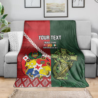 Custom Tonga And Ireland Rugby Blanket Ikale Tahi With Shamrocks LT14 - Polynesian Pride