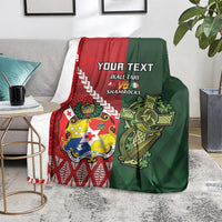 Custom Tonga And Ireland Rugby Blanket Ikale Tahi With Shamrocks LT14 - Polynesian Pride