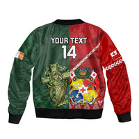 Custom Tonga And Ireland Rugby Bomber Jacket Ikale Tahi With Shamrocks LT14 - Polynesian Pride