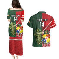 Custom Tonga And Ireland Rugby Couples Matching Puletasi and Hawaiian Shirt Ikale Tahi With Shamrocks LT14 - Polynesian Pride