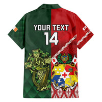 Custom Tonga And Ireland Rugby Family Matching Puletasi and Hawaiian Shirt Ikale Tahi With Shamrocks LT14 - Polynesian Pride
