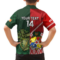 Custom Tonga And Ireland Rugby Kid Hawaiian Shirt Ikale Tahi With Shamrocks LT14 - Polynesian Pride