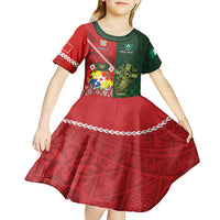 Custom Tonga And Ireland Rugby Kid Short Sleeve Dress Ikale Tahi With Shamrocks LT14 - Polynesian Pride