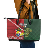 Custom Tonga And Ireland Rugby Leather Tote Bag Ikale Tahi With Shamrocks LT14 - Polynesian Pride