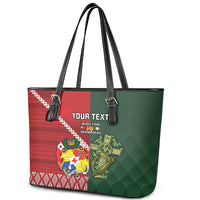 Custom Tonga And Ireland Rugby Leather Tote Bag Ikale Tahi With Shamrocks LT14 - Polynesian Pride