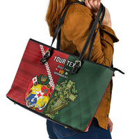 Custom Tonga And Ireland Rugby Leather Tote Bag Ikale Tahi With Shamrocks LT14 - Polynesian Pride