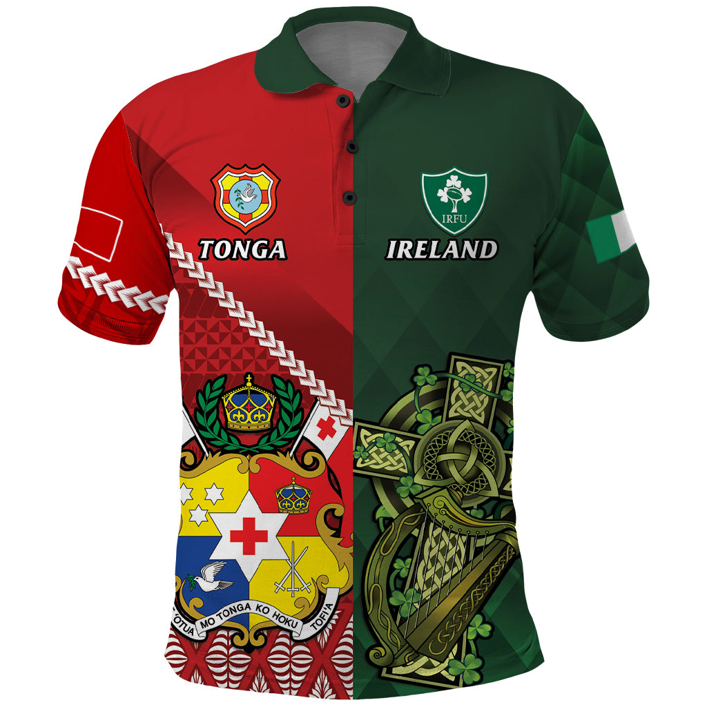 Custom Samoa And Ireland Rugby Polo Shirt Ikale Tahi With Shamrocks