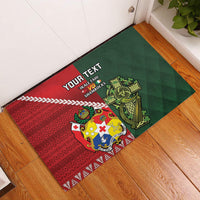 Custom Tonga And Ireland Rugby Rubber Doormat Ikale Tahi With Shamrocks LT14 Red - Polynesian Pride