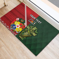Custom Tonga And Ireland Rugby Rubber Doormat Ikale Tahi With Shamrocks LT14 - Polynesian Pride