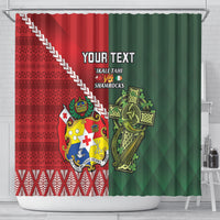 Custom Samoa And Ireland Rugby Shower Curtain Ikale Tahi With Shamrocks