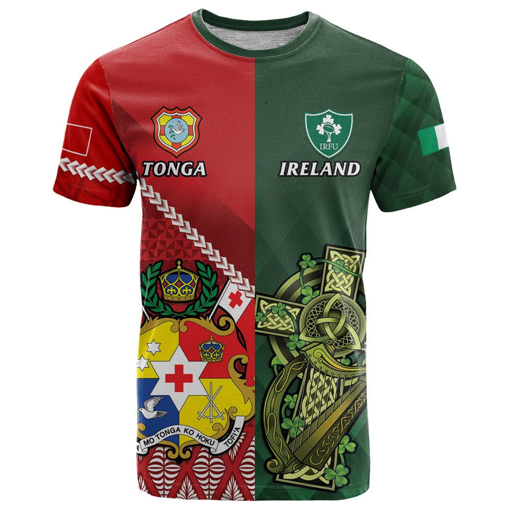 Custom Samoa And Ireland Rugby T Shirt Ikale Tahi With Shamrocks