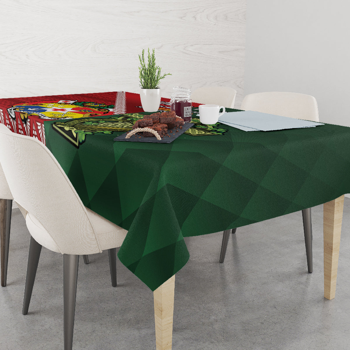 Custom Tonga And Ireland Rugby Tablecloth Ikale Tahi With Shamrocks LT14 - Polynesian Pride