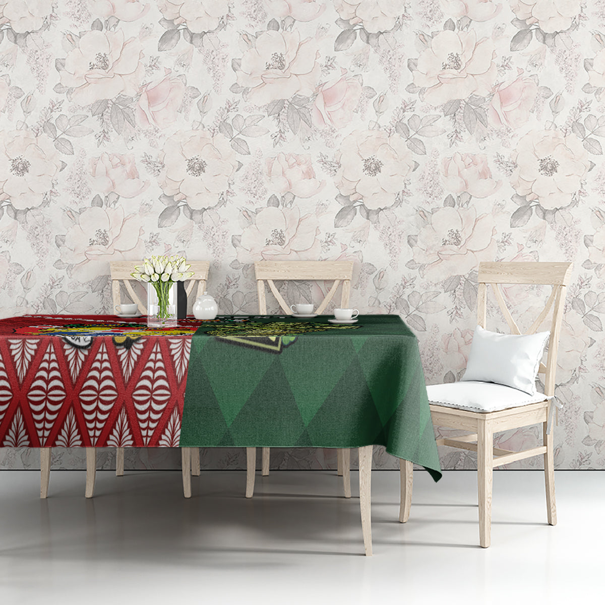 Custom Tonga And Ireland Rugby Tablecloth Ikale Tahi With Shamrocks LT14 - Polynesian Pride