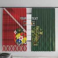 Custom Tonga And Ireland Rugby Window Curtain Ikale Tahi With Shamrocks LT14 With Hooks Red - Polynesian Pride