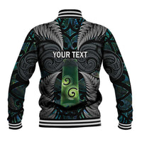Personalised New Zealand Toki Baseball Jacket Silver Fern Mix Aotearoa Maori Pattern LT14 - Polynesian Pride