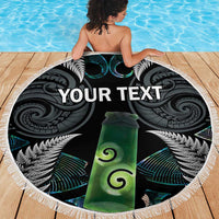 Personalised New Zealand Toki Beach Blanket Silver Fern Mix Aotearoa Maori Pattern LT14 - Polynesian Pride