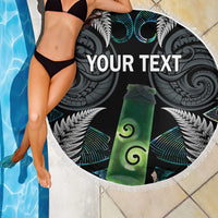 Personalised New Zealand Toki Beach Blanket Silver Fern Mix Aotearoa Maori Pattern LT14 - Polynesian Pride
