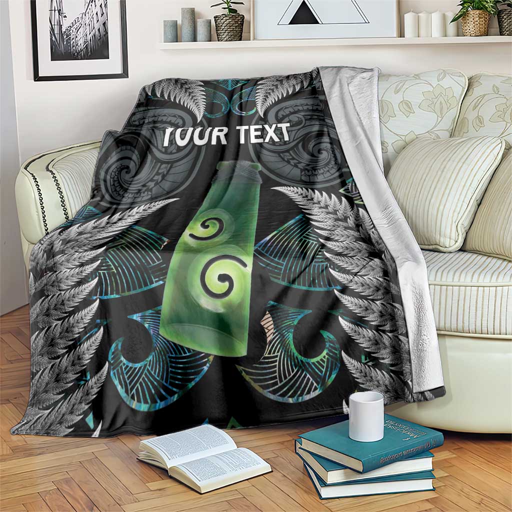 Personalised New Zealand Toki Blanket Silver Fern Mix Aotearoa Maori Pattern LT14 Black - Polynesian Pride