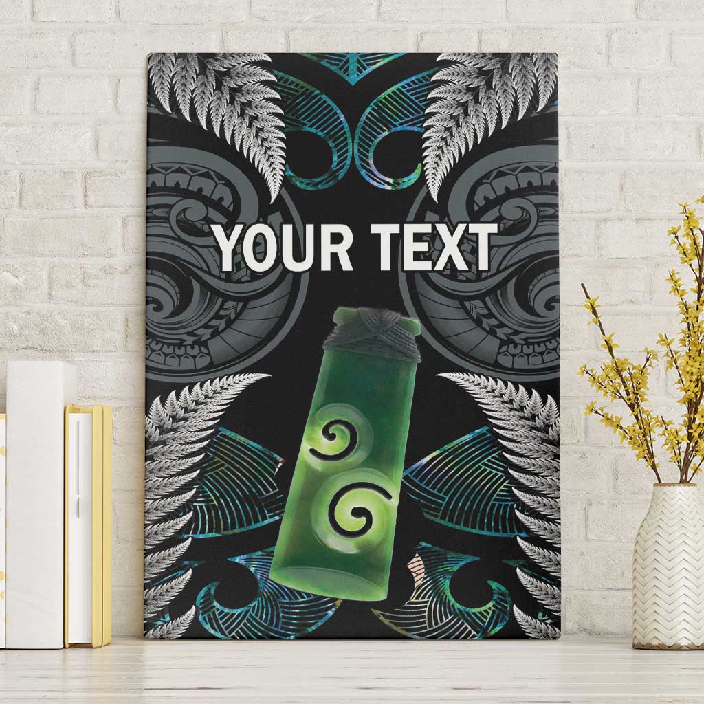 Personalised New Zealand Toki Canvas Wall Art Silver Fern Mix Aotearoa Maori Pattern LT14 Without Frame Black - Polynesian Pride