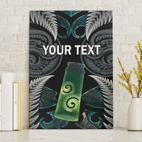 Personalised New Zealand Toki Canvas Wall Art Silver Fern Mix Aotearoa Maori Pattern LT14 Without Frame Black - Polynesian Pride