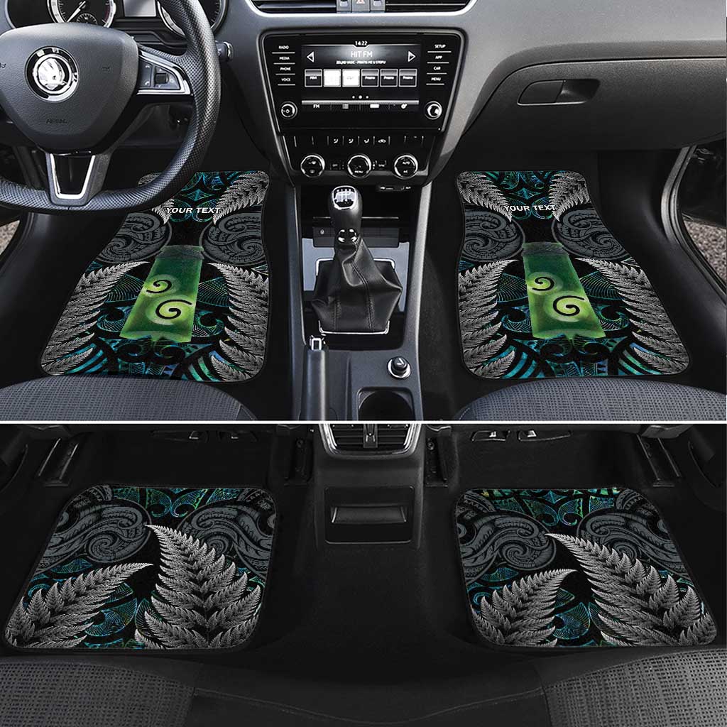 Personalised New Zealand Toki Car Mats Silver Fern Mix Aotearoa Maori Pattern LT14 Set 4pcs Black - Polynesian Pride