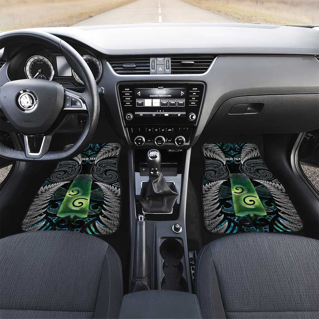 Personalised New Zealand Toki Car Mats Silver Fern Mix Aotearoa Maori Pattern LT14 Set 2pcs - Front Black - Polynesian Pride