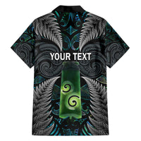 Personalised New Zealand Toki Family Matching Off The Shoulder Long Sleeve Dress and Hawaiian Shirt Silver Fern Mix Aotearoa Maori Pattern