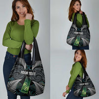 Personalised New Zealand Toki Grocery Bag Silver Fern Mix Aotearoa Maori Pattern LT14 - Polynesian Pride