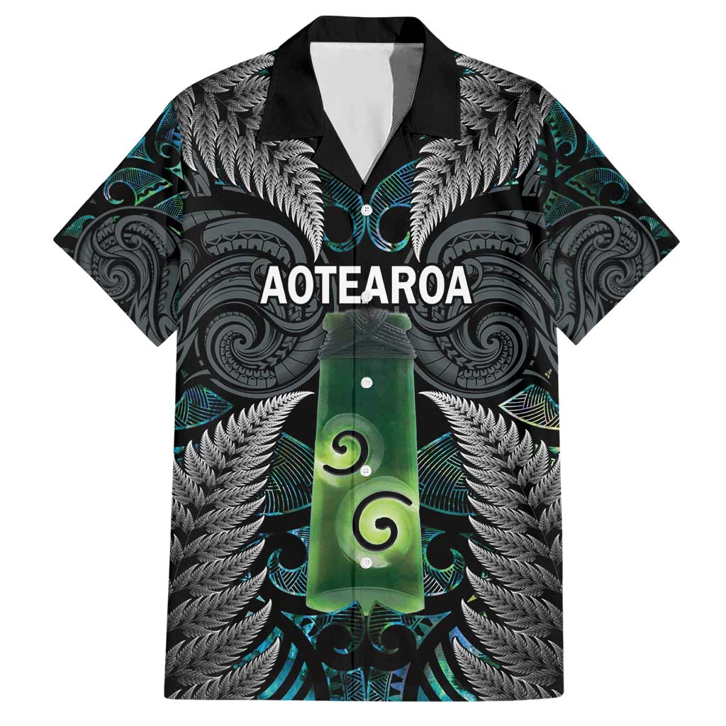Personalised New Zealand Toki Hawaiian Shirt Silver Fern Mix Aotearoa Maori Pattern LT14 Black - Polynesian Pride