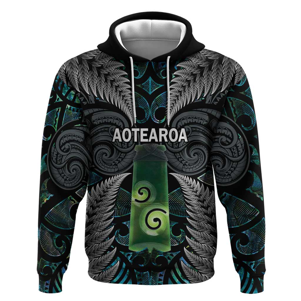 Personalised New Zealand Toki Hoodie Silver Fern Mix Aotearoa Maori Pattern