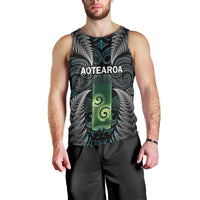 Personalised New Zealand Toki Men Tank Top Silver Fern Mix Aotearoa Maori Pattern LT14 - Polynesian Pride