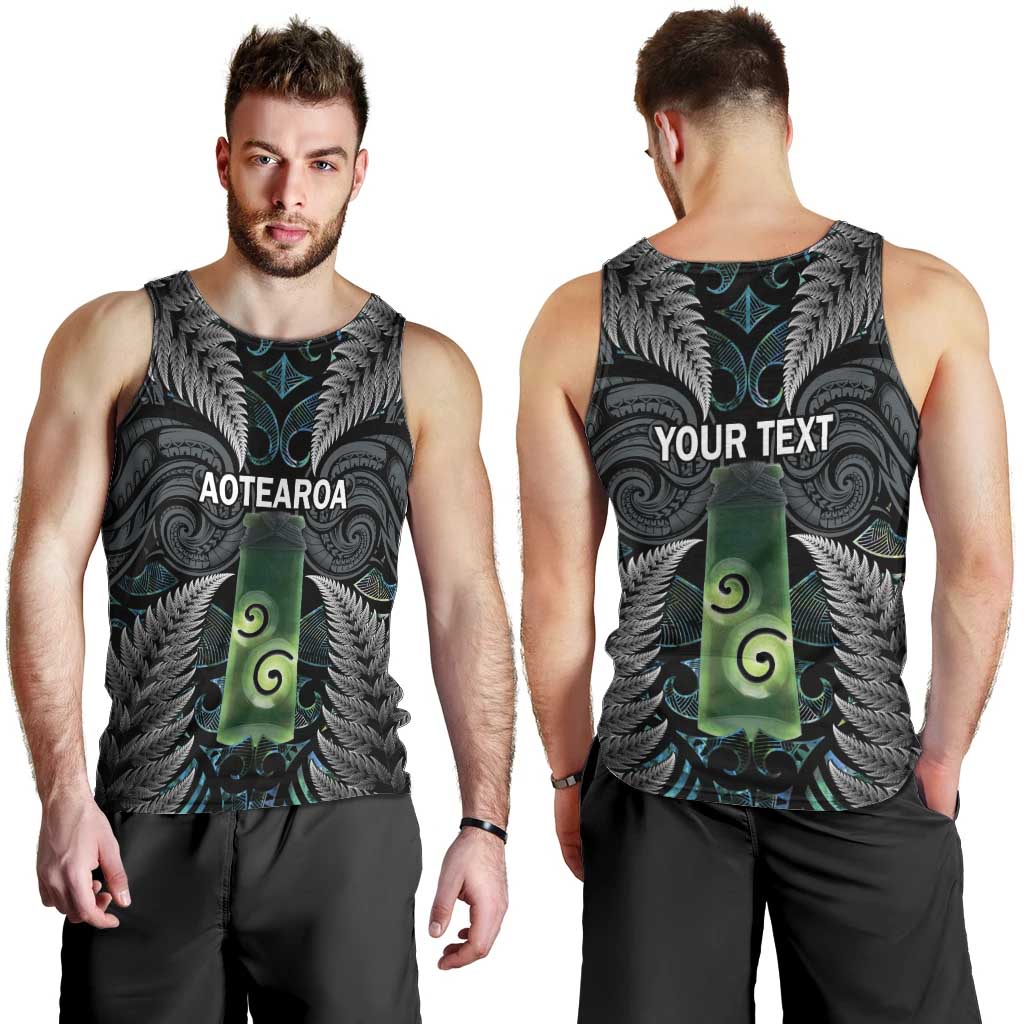 Personalised New Zealand Toki Men Tank Top Silver Fern Mix Aotearoa Maori Pattern LT14 - Polynesian Pride