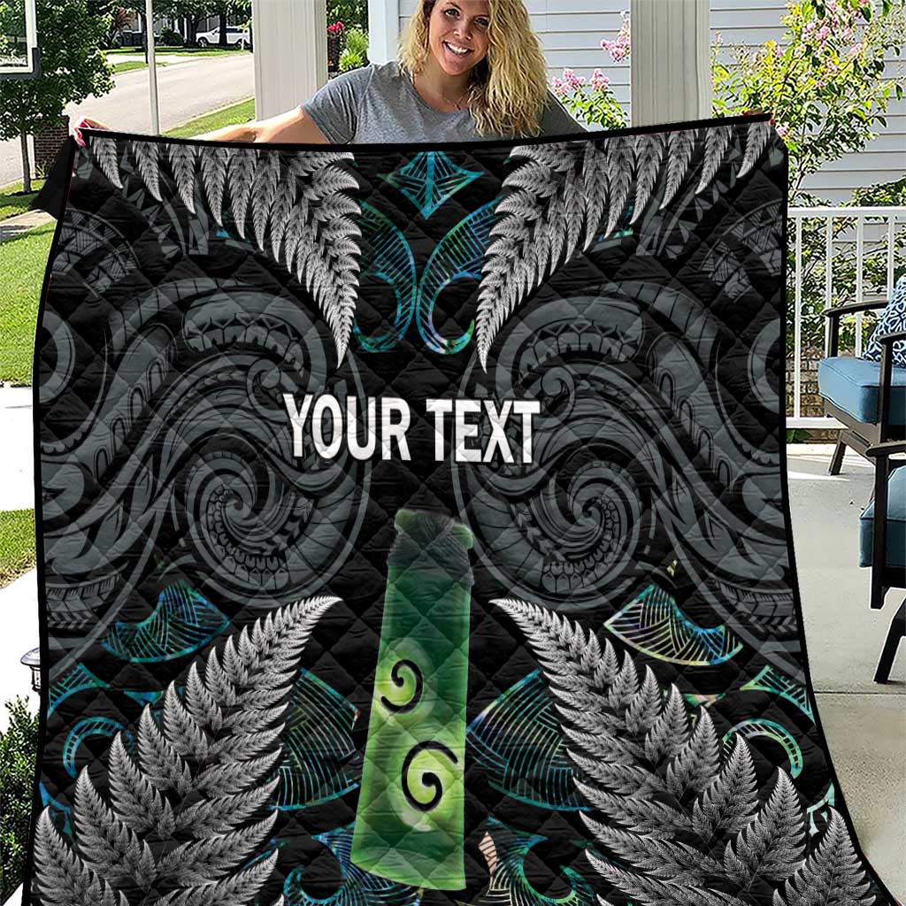 Personalised New Zealand Toki Quilt Silver Fern Mix Aotearoa Maori Pattern