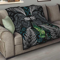 Personalised New Zealand Toki Quilt Silver Fern Mix Aotearoa Maori Pattern