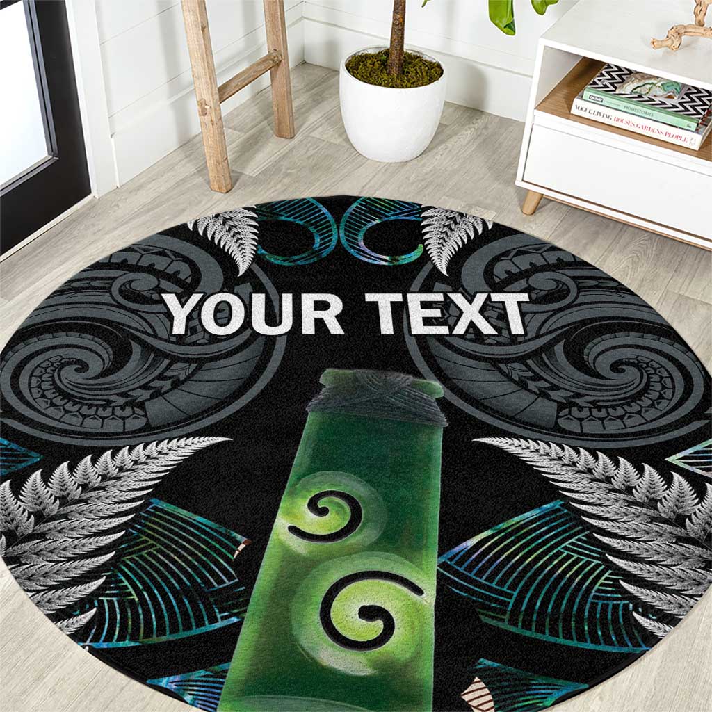 Personalised New Zealand Toki Round Carpet Silver Fern Mix Aotearoa Maori Pattern