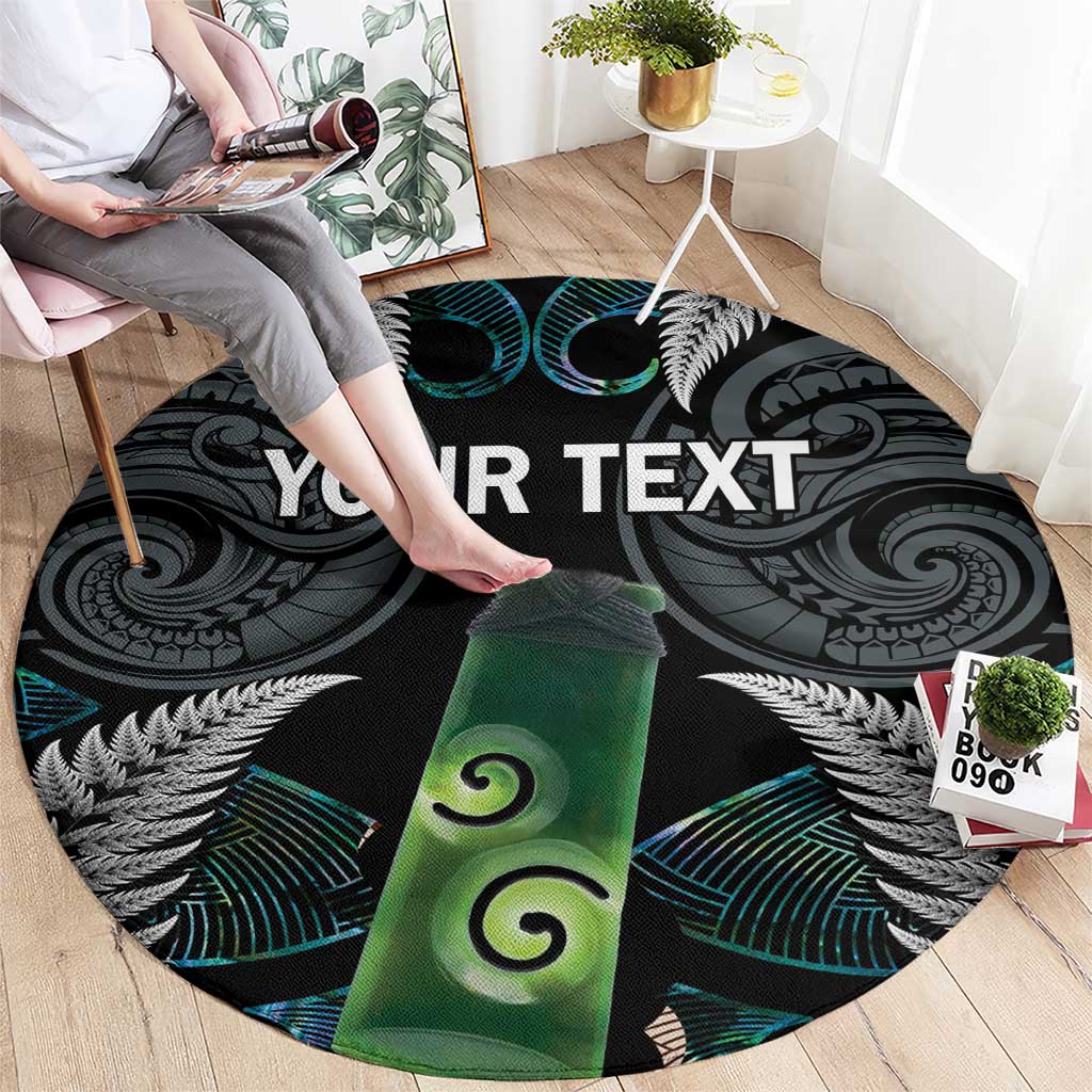 Personalised New Zealand Toki Round Carpet Silver Fern Mix Aotearoa Maori Pattern