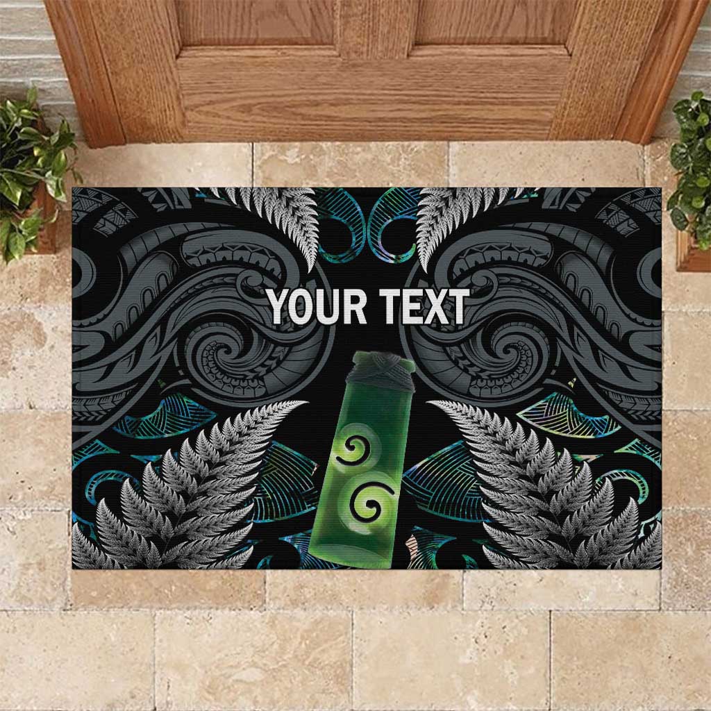 Personalised New Zealand Toki Rubber Doormat Silver Fern Mix Aotearoa Maori Pattern LT14 Black - Polynesian Pride
