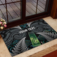 Personalised New Zealand Toki Rubber Doormat Silver Fern Mix Aotearoa Maori Pattern LT14 - Polynesian Pride
