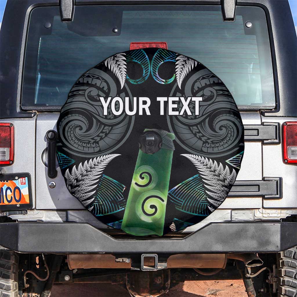 Personalised New Zealand Toki Spare Tire Cover Silver Fern Mix Aotearoa Maori Pattern LT14 Black - Polynesian Pride