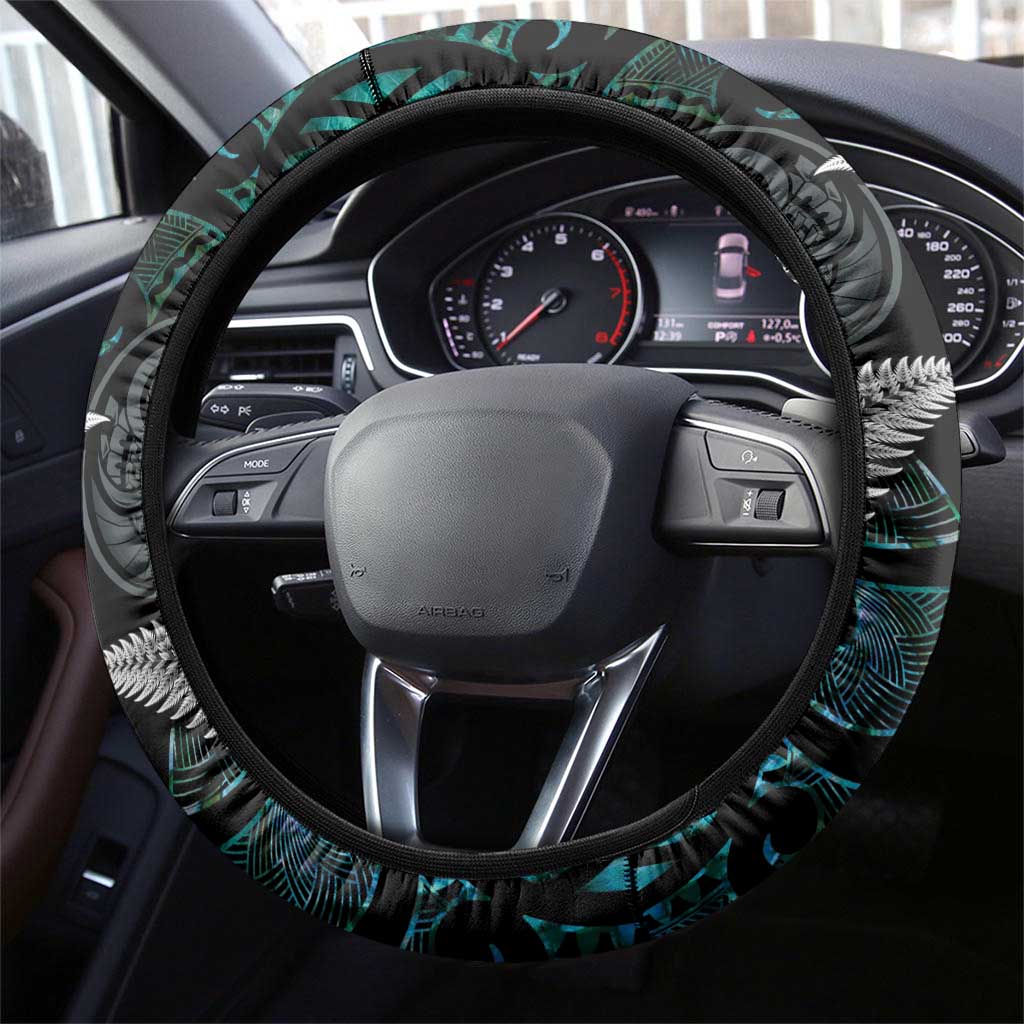 New Zealand Toki Steering Wheel Cover Silver Fern Mix Aotearoa Maori Pattern LT14 - Polynesian Pride