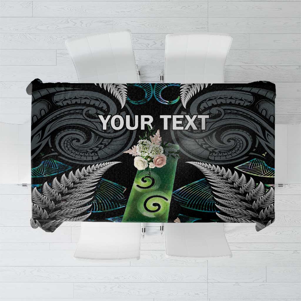 Personalised New Zealand Toki Tablecloth Silver Fern Mix Aotearoa Maori Pattern LT14 Black - Polynesian Pride
